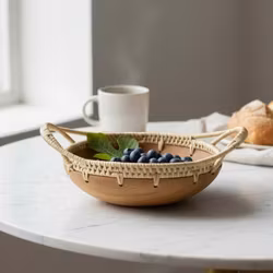 Skål i trä och rotting - vintage