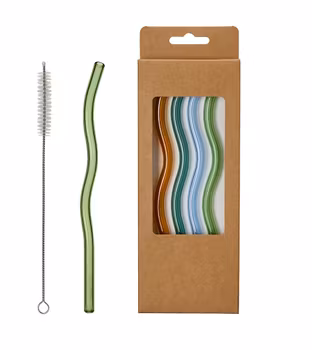 Sugrör i glas i fyra läckra färger - Wikholm form