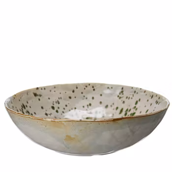 Skål keramik offwhite och grönmelerad - 36x10 cm - Wikholm Form
