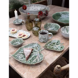 Skål keramik offwhite och grönmelerad - 26x11 - Wikholm Form