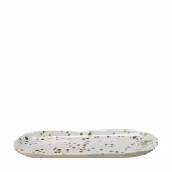 Fat keramik offwhite och grönmelerad - 29x12cm - Wikholm form