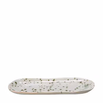 Fat keramik offwhite och grönmelerad - 29x12cm - Wikholm form