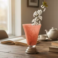 Vas i tyngre glas i gammelrosa/gröna färger - Olsson Jensen