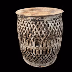 Pall - unik detalj i rund metall - ockra brungrå - Vintage