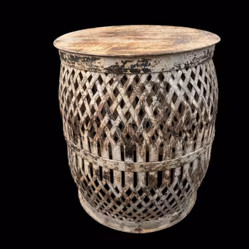 Pall - unik detalj i rund metall - ockra brungrå - Vintage