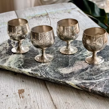 Äggkoppar i nysilver - 4st - Vintage