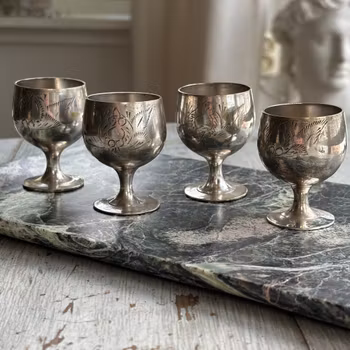 Äggkoppar i nysilver - 4st - Vintage