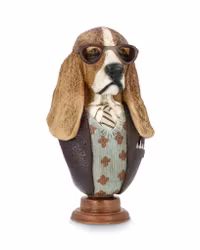 Byst  - Basset hund med glasögon - härlig lekfull dekoration