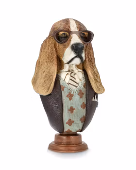 Byst  - Basset hund med glasögon - härlig lekfull dekoration