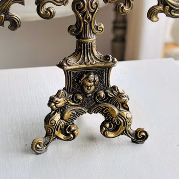 Ljusstake trearmad dekorerad - Vintage