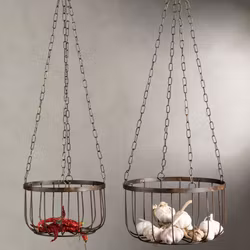 Ampel korg hängande i antik brun metall - två storlekar