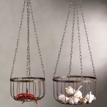 Ampel korg hängande i antik brun metall - två storlekar