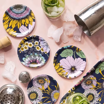 Underlägg solrosor i flera härliga färger - tillverkade i bästa björk - Jamida