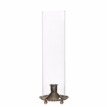 Ljusstake - ljuslykta med hållare i metall och cylinder i glas