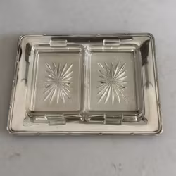 Fat serveringsfat i nysilver & glas - Vintage