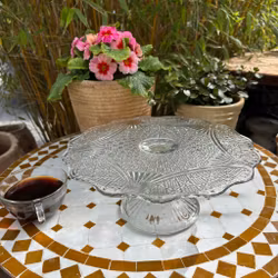 Fat på fot i glas tårtfat-kakfat - Vintage
