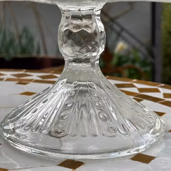 Fat på fot i glas tårtfat-kakfat - Vintage