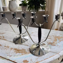 Ljusstakar ett par i nysilver - O.H. Lagerstedt Eskilstuna - vintage