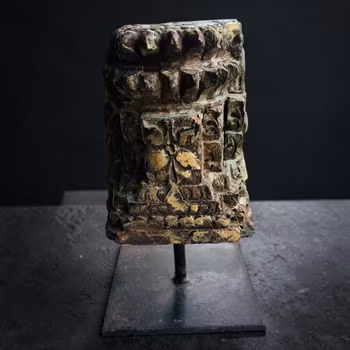 Träskulptur dekorativ äldre detalj från Indien - Vintage