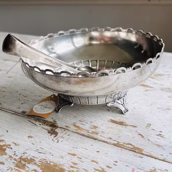 Skål i nysilver GAB inklusive tång - Vintage