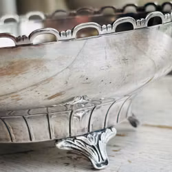 Skål i nysilver GAB inklusive tång - Vintage