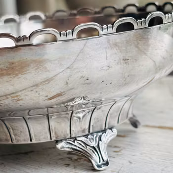 Skål i nysilver GAB inklusive tång - Vintage