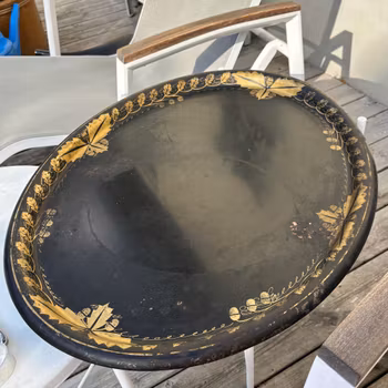 Bricka oval i målad plåt - Vintage