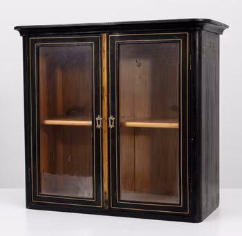 Vitrinskåp för vägg i trä och glas början av 1900 - Vintage