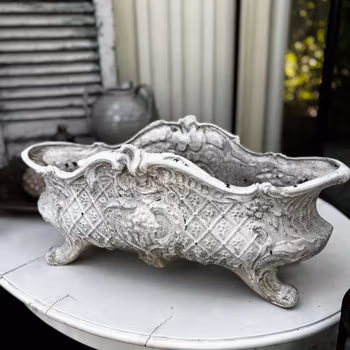 Jardinär i rokokostil - målat gjutjärn - Vintage