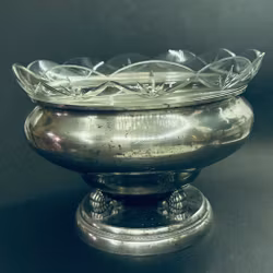 Uppsatsskål med slipat glas och lejontassar - Vintage