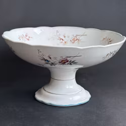 Skål på fot - romantisk blomsterdekor - Vintage
