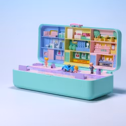 Polly Pocket High Street Money Box Playset - Mattel/Blue Bird 1989 - KOMPLETT