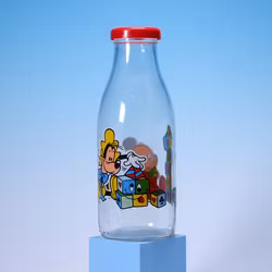 Mjölkflaska Disney Babies - Musse Pigg & Långben Leker Med Klossar - 80-tal