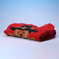 Ugly Christmas Sweater - Röd Med Nallebjörn, Pärlor & Paljetter - Vintage Fruit Of The Loom - L