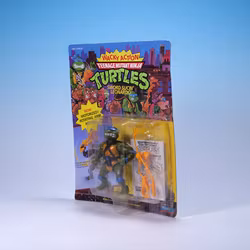 Teenage Mutant Ninja Turtles Wacky Action Sword Slicin' Leonardo - Playmates Toys 1990 - MOC