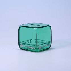 Sparbössa Grön Transparent Kub - S-E-Banken SEB - Fint skick! 80-tal