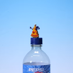 Pepsiman Bottle Cap - Food - 3. Pepsiman with Giant Pizza - Pepsi 1999