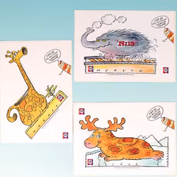 Klistermärken GB Glace BUNDLE 3st - Dekalvykort med Okända Djur - 1984