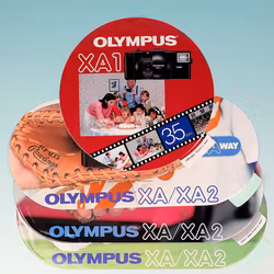 Klistermärken Olympus XA XA1 XA2 BUNDLE 4st - Butiksdekaler - 80-tal - Rare Find!
