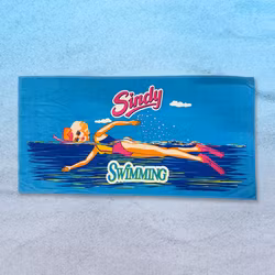 Badlakan Sindy Swimming - Vintage Beach Towel 1993 - Rare Find!