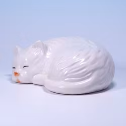Dekoration Porslin Sovande Katt - Himmelskt Söt - RBA 80-tal