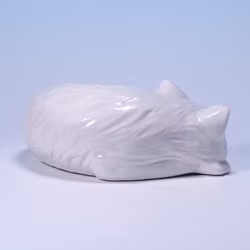 Dekoration Porslin Sovande Katt - Himmelskt Söt - RBA 80-tal