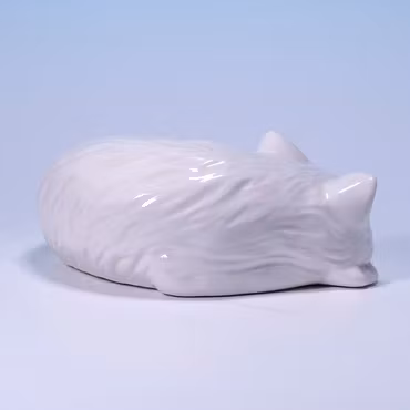 Dekoration Porslin Sovande Katt - Himmelskt Söt - RBA 80-tal