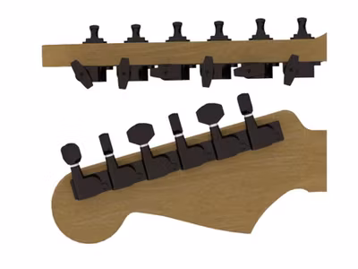 Hipshot guitar tuner upgrade kit, 6 inline classic, closed black staggered