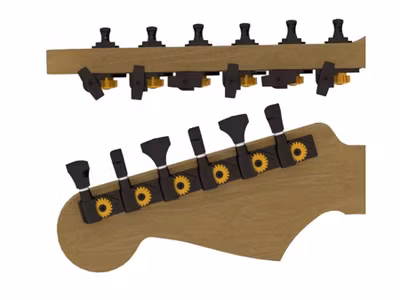 Hipshot guitar tuner upgrade kit, 6 in line classic, open black