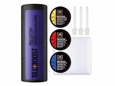 Gluboost GBMTMODKIT MasterTint colour additives for cyanoacrylic glue, modern kit (red/blue/yellow)