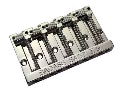 Allparts Leo Quan« Badass VÍ 5-string bass bridge, grooved saddles, nickel