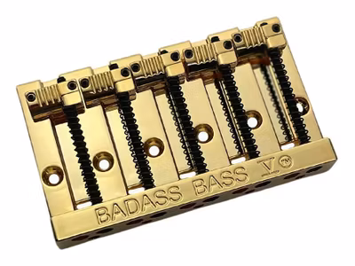Allparts Leo Quan« Badass VÍ 5-string bass bridge, grooved saddles, gold