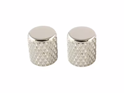 Allparts Heavy Knurl Barrel Knobs Nickel 2-p