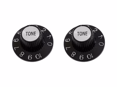 Allparts Tone Knobs Witch Hat Style fits USA Split Shaft Pots Black 2-p
